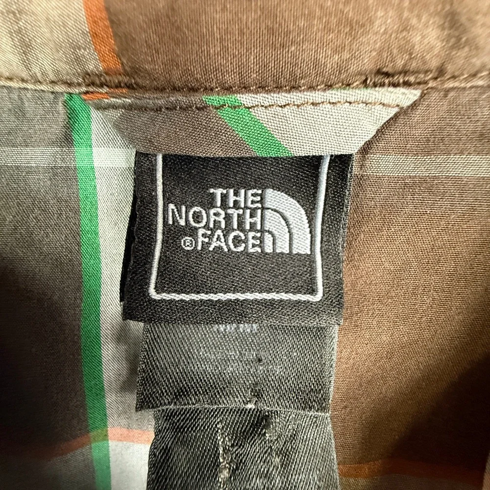 The North Face Mens Plaid Short Sleeve Button Up Shirt M Brown‎ Green Orange